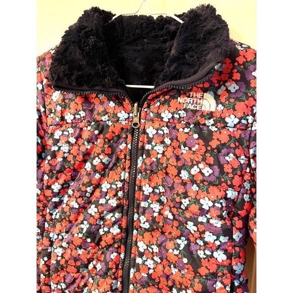 The North Face Reversible Children's Small (7/8) Floral/ Navy Blue Jacket Coat - Picture 4 of 8